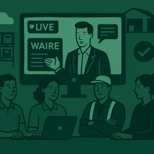 Live webinar to discuss WAIRE compliance with other warehouse professionals No words or text Primary color is dark green-1 Live webinar to discuss WAIRE compliance with other warehouse professionals No words or text Primary color is dark green-1